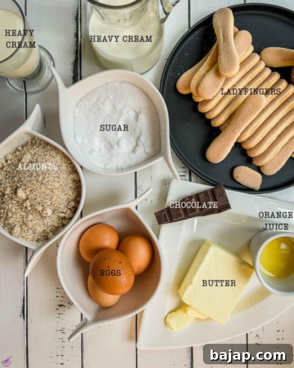 8 ingredients are required for making a Makaoff torte (almond cream cake).