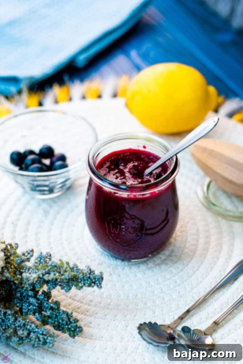 Elevate Your Cheesecake: Blueberry Bliss 2 Gorgeous preserving jar filled with a delicious blueberry sauce. This makes the perfect blueberry topping for cheesecakes!