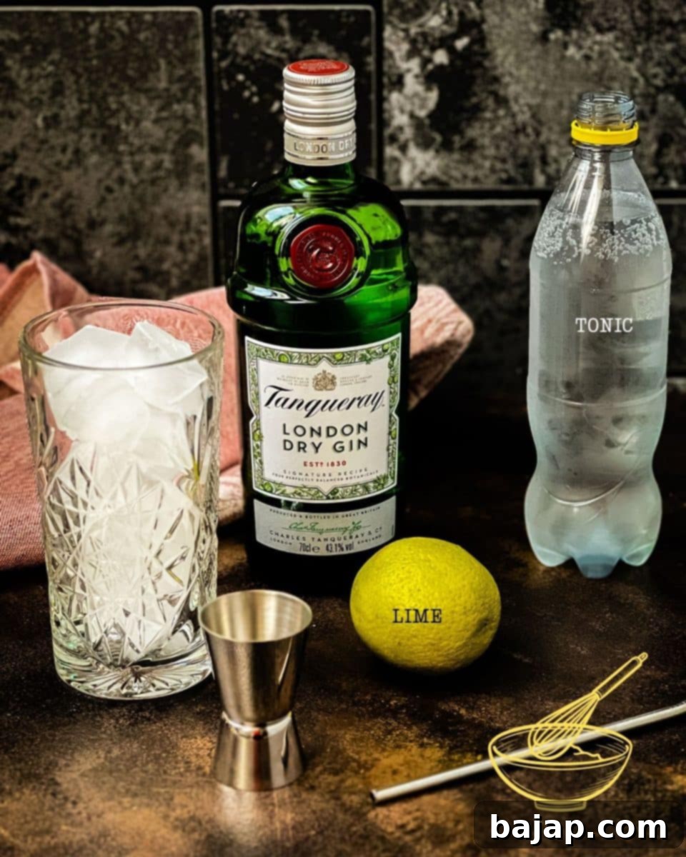 Ingredients for a Gin & Tonic.