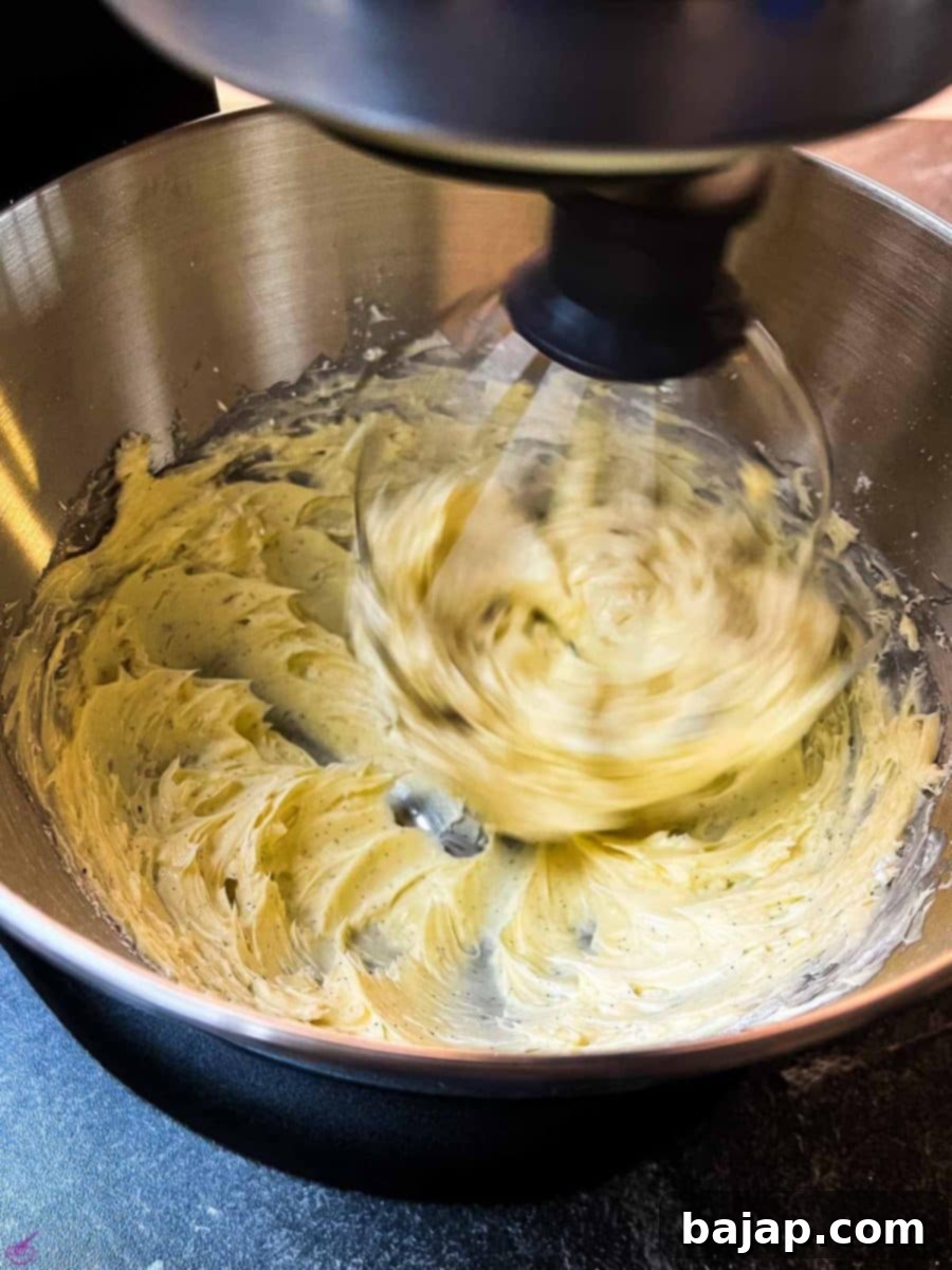 Combine butter, sugar, vanilla sugar using your kitchen machine with a whisk attachment.