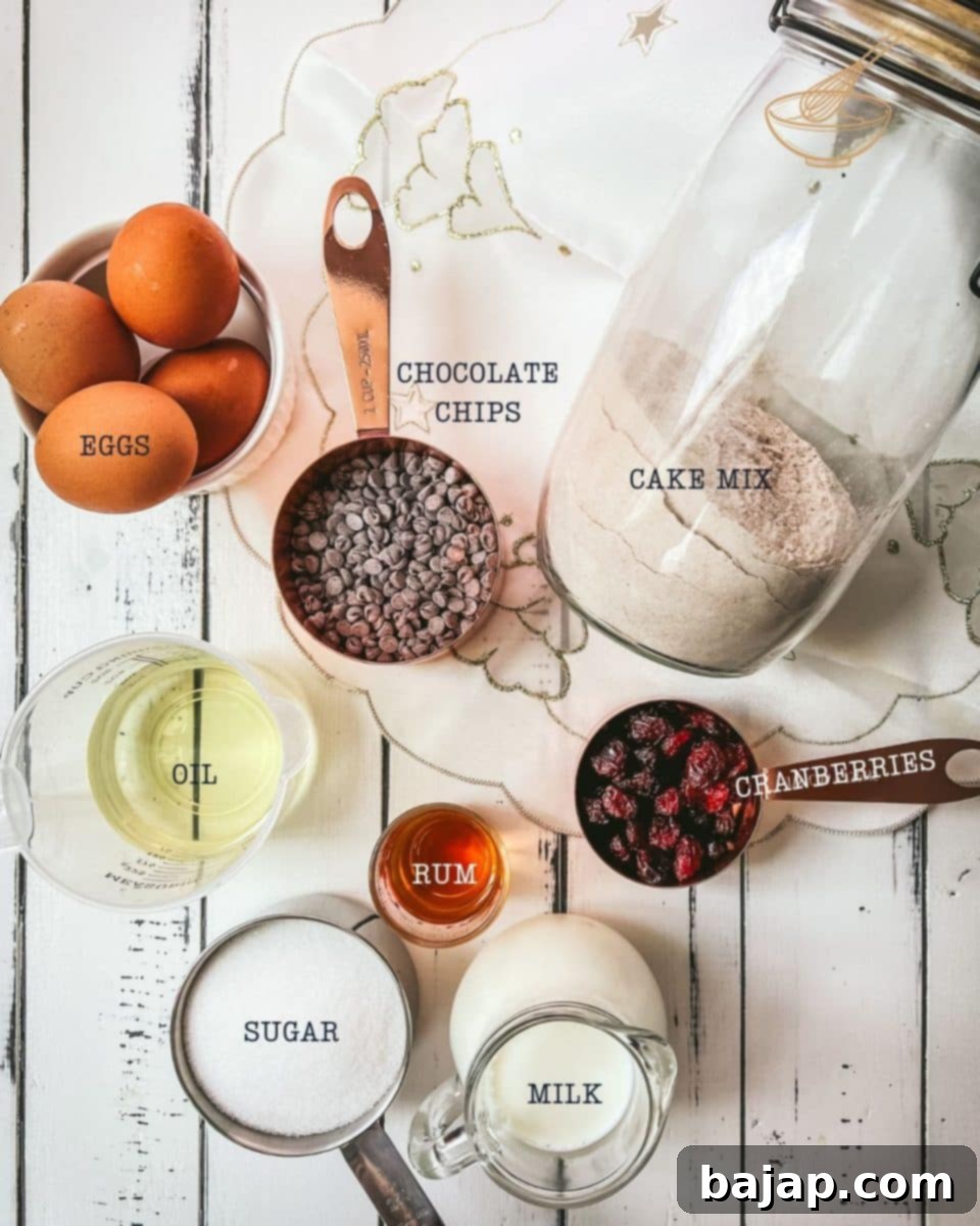 A view simple ingredients are required, for making a lovely cranberry bundt cake.