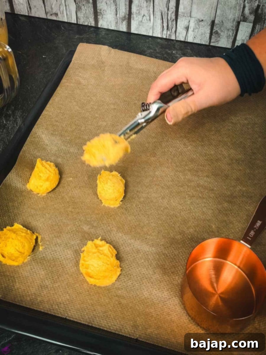 Taste Autumn's Warmth: Unbelievably Soft Pumpkin Cookies 12 Ensure enough space between the dough scoops to allow for spreading during baking.