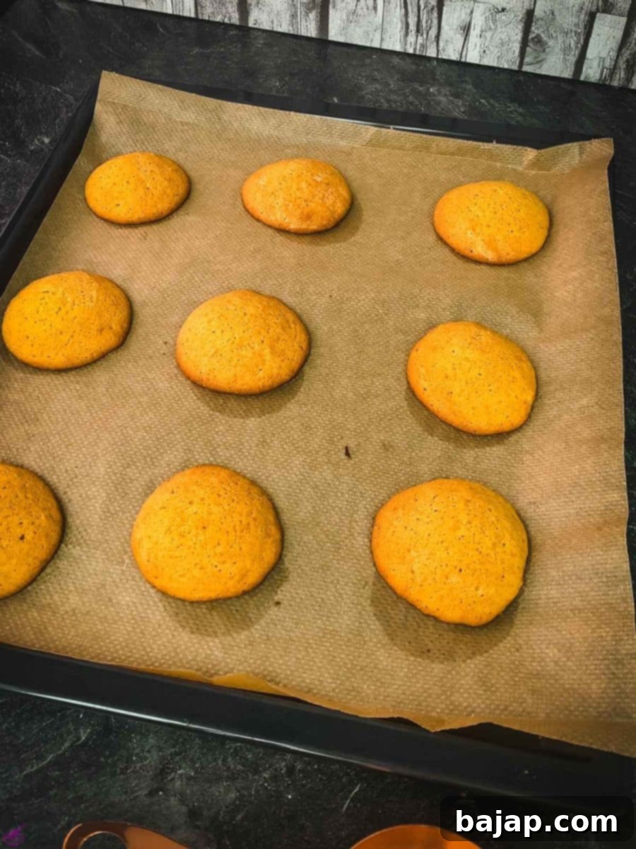 Pumpkin cookies after baking.