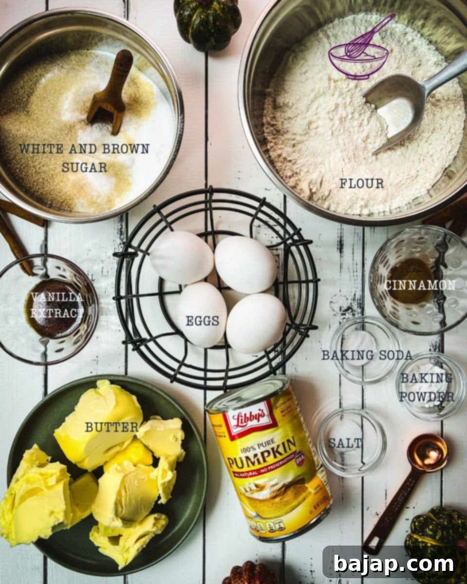 Ingredients for making soft pumpkin cookies.