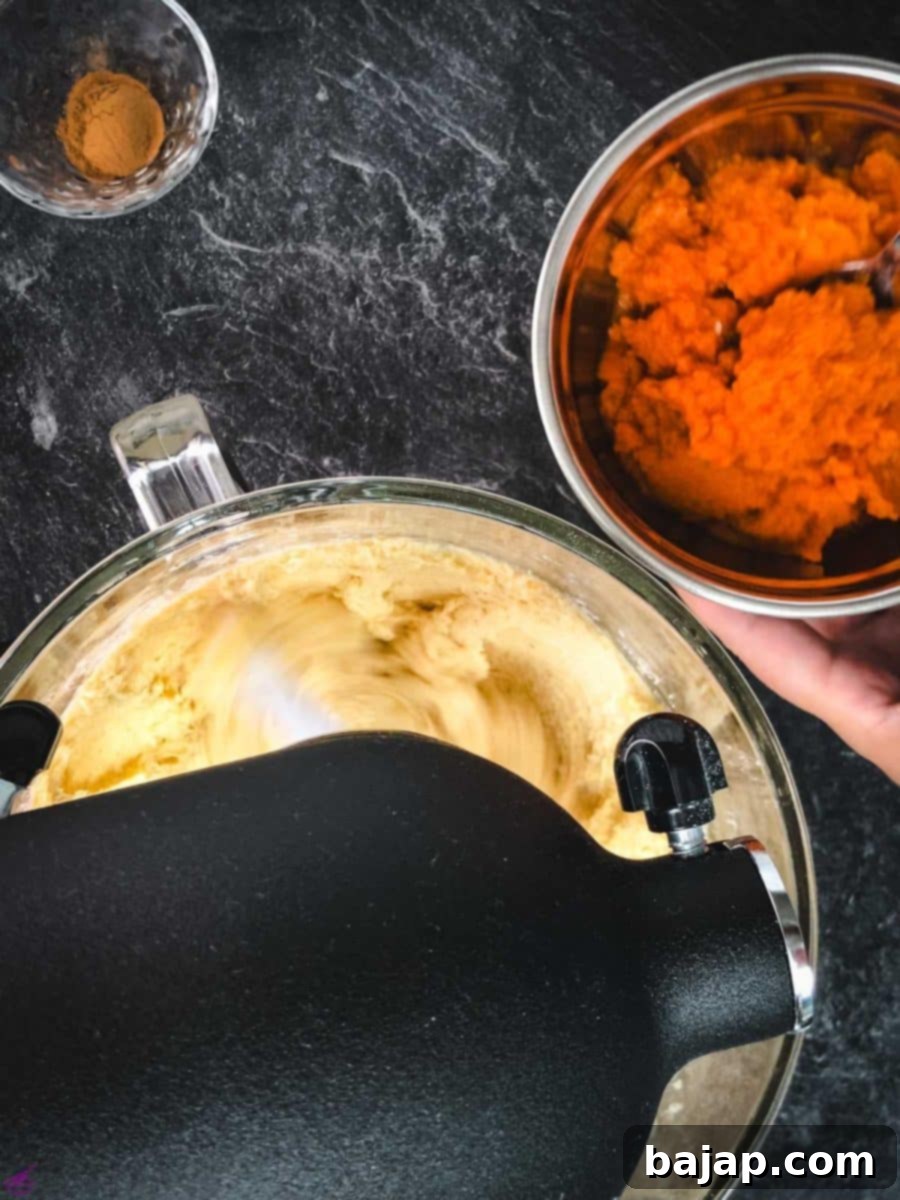 Taste Autumn's Warmth: Unbelievably Soft Pumpkin Cookies 7 Add the pumpkin puree to the wet ingredients.