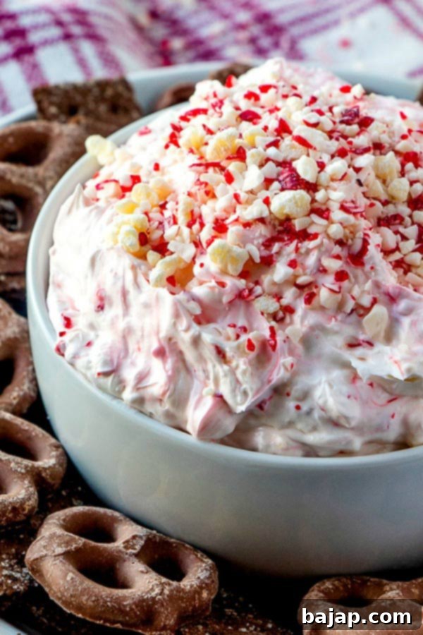 Creamy Peppermint Cheesecake Dip, a festive holiday dessert.