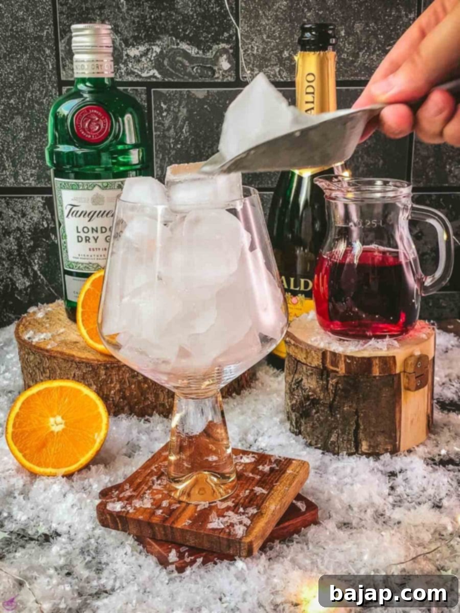 Fill your glass with cubed ice.