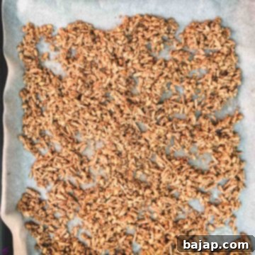 Let the granola cool down entirely before adding the chocolate chips.