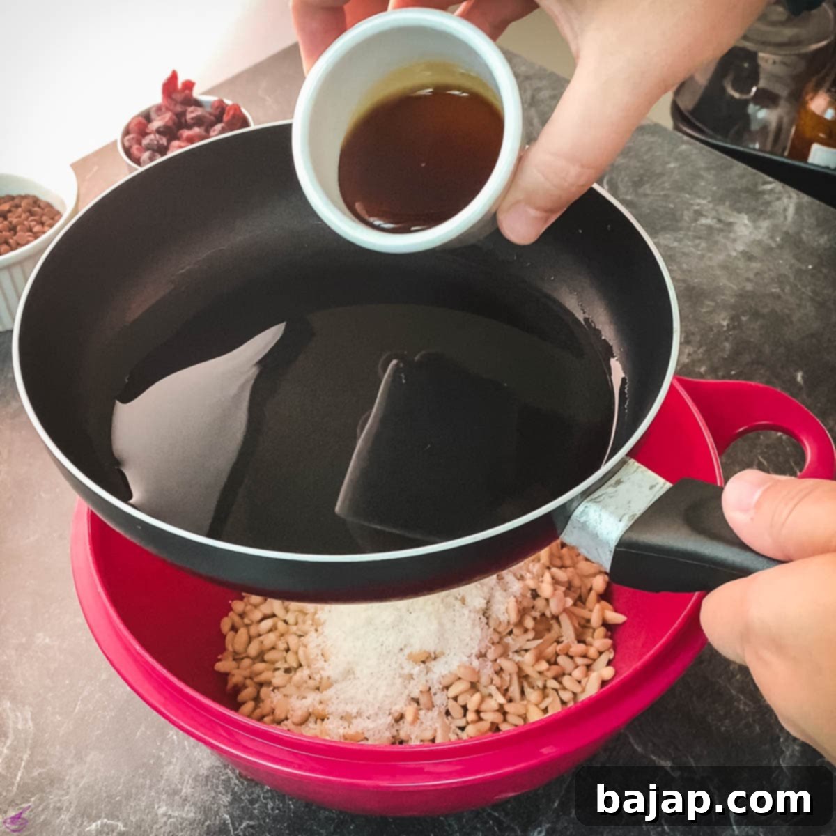Add the maple syrup to the melted coconut fat.