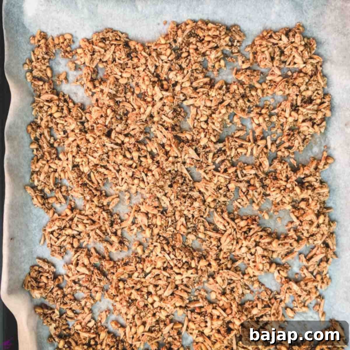 Let the granola cool down entirely before adding the chocolate chips.