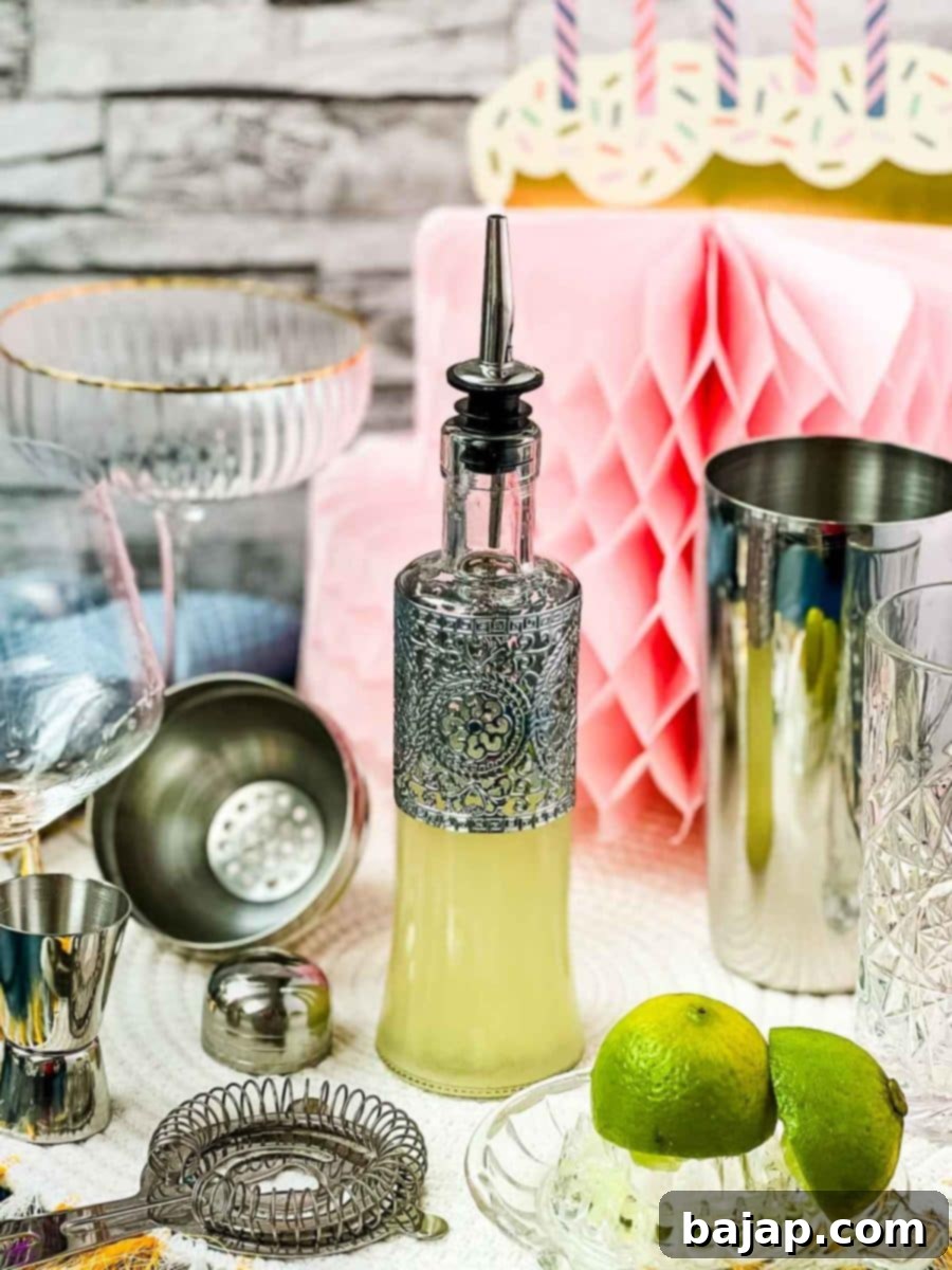 Bottle filled with pre-squeezed lime juice.