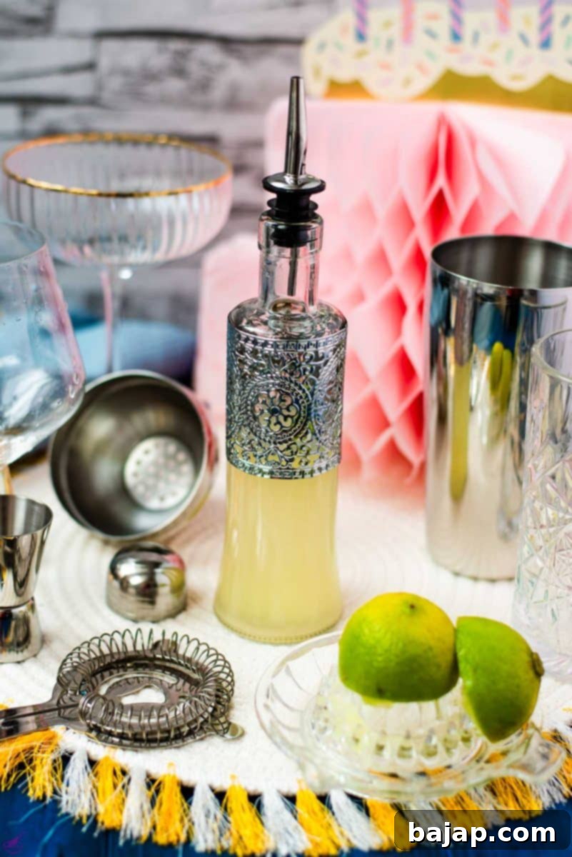 Bottle filled with pre-squeezed lime juice.