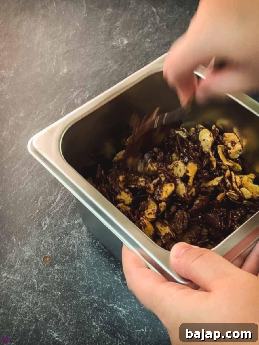 Combine chocolate, cornflakes, butter and vanilla sugar well