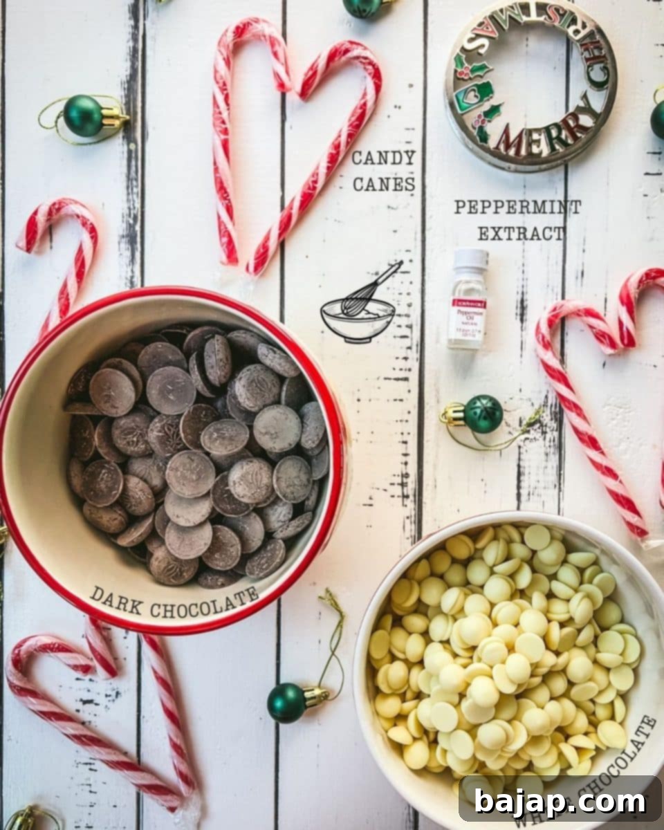 Four ingredients and a little Christmas spirit are required for making this delicious peppermint chocolate bark with black and white chocolate.