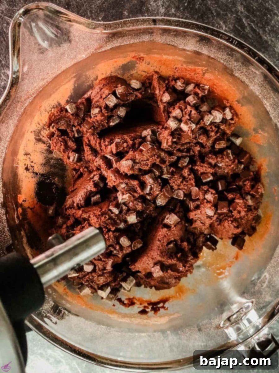 Add the chocolate chips to the cookie dough.