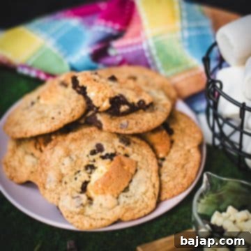 Ugly but delicious chocolate chip marshmallow cookies, placed on pink plate.