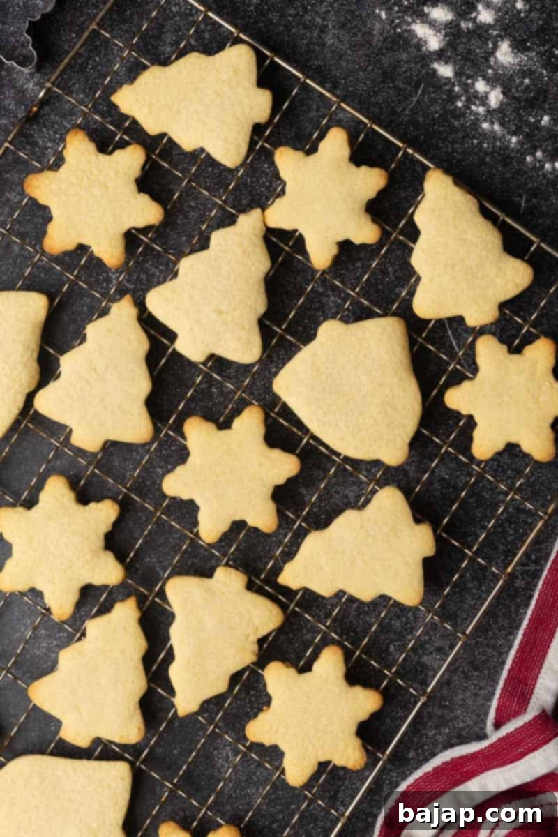 Traditional German Butter Cookies (Butterplätzchen) decorated for Christmas