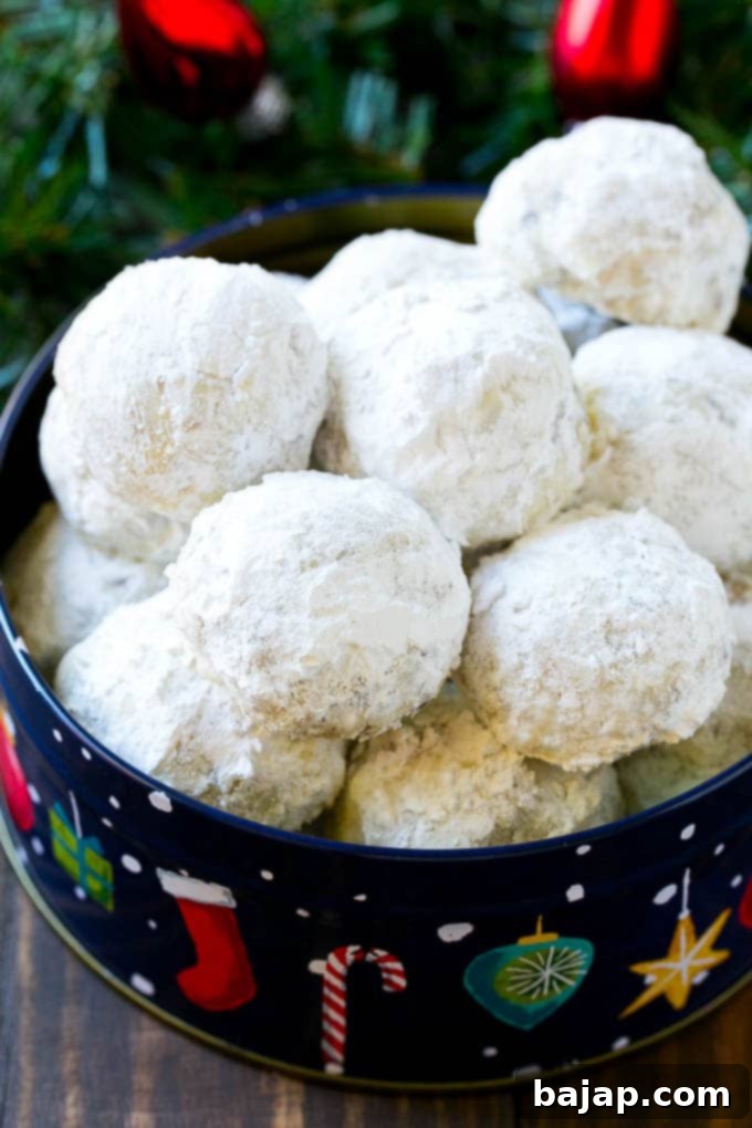 Snowball Cookies rolled in powdered sugar
