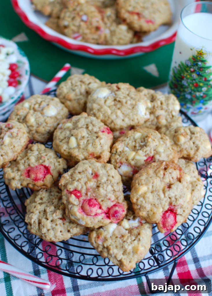 Oatmeal White Chocolate Peppermint Cookies