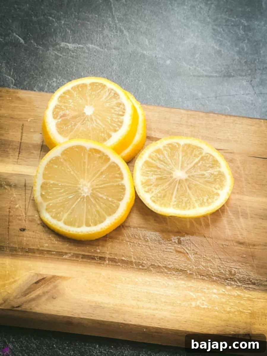 Lemon slices, cut with a mandolin slicer.