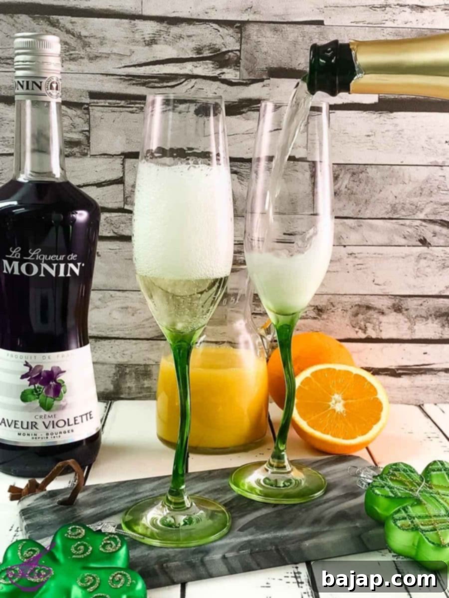 Add the sparkling wine, prosecco, or champagne.
