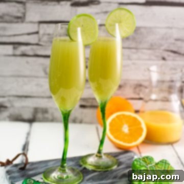 Pretty and festive. St. Patrick's Day Mimosa in soft green, without food coloring with only three ingredients!