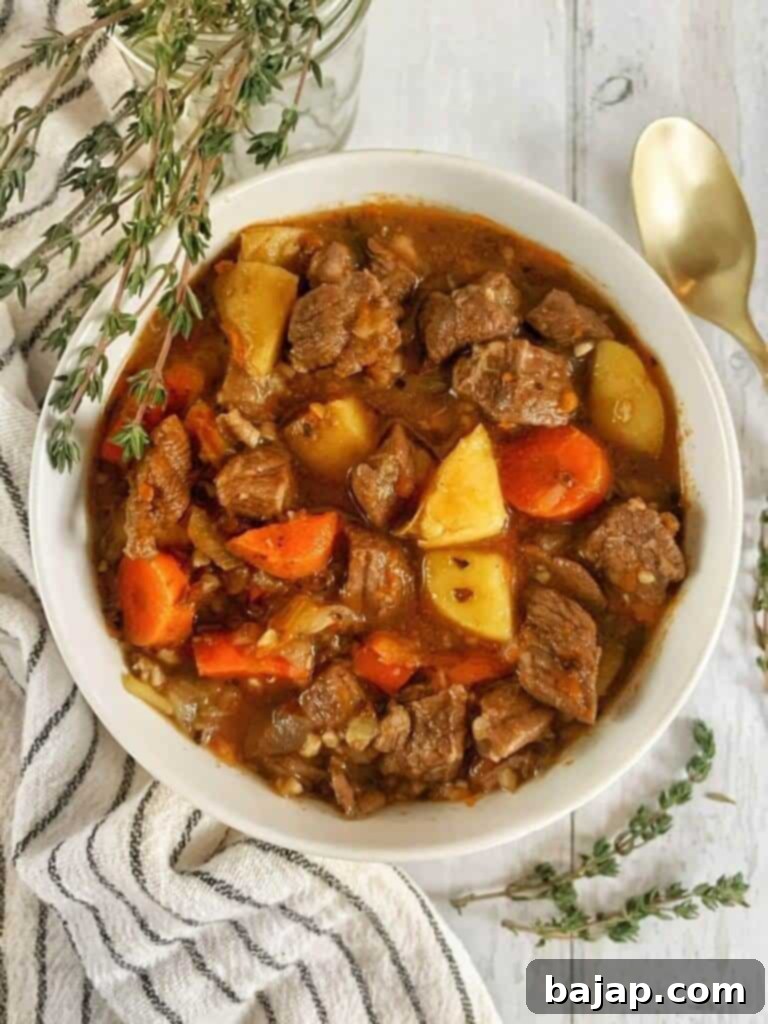 Dutch oven beef stew is healthy, easy, gluten-free, & is made all in one pot! Make sure to use a cast iron pot in the oven, & don't forget the red wine!