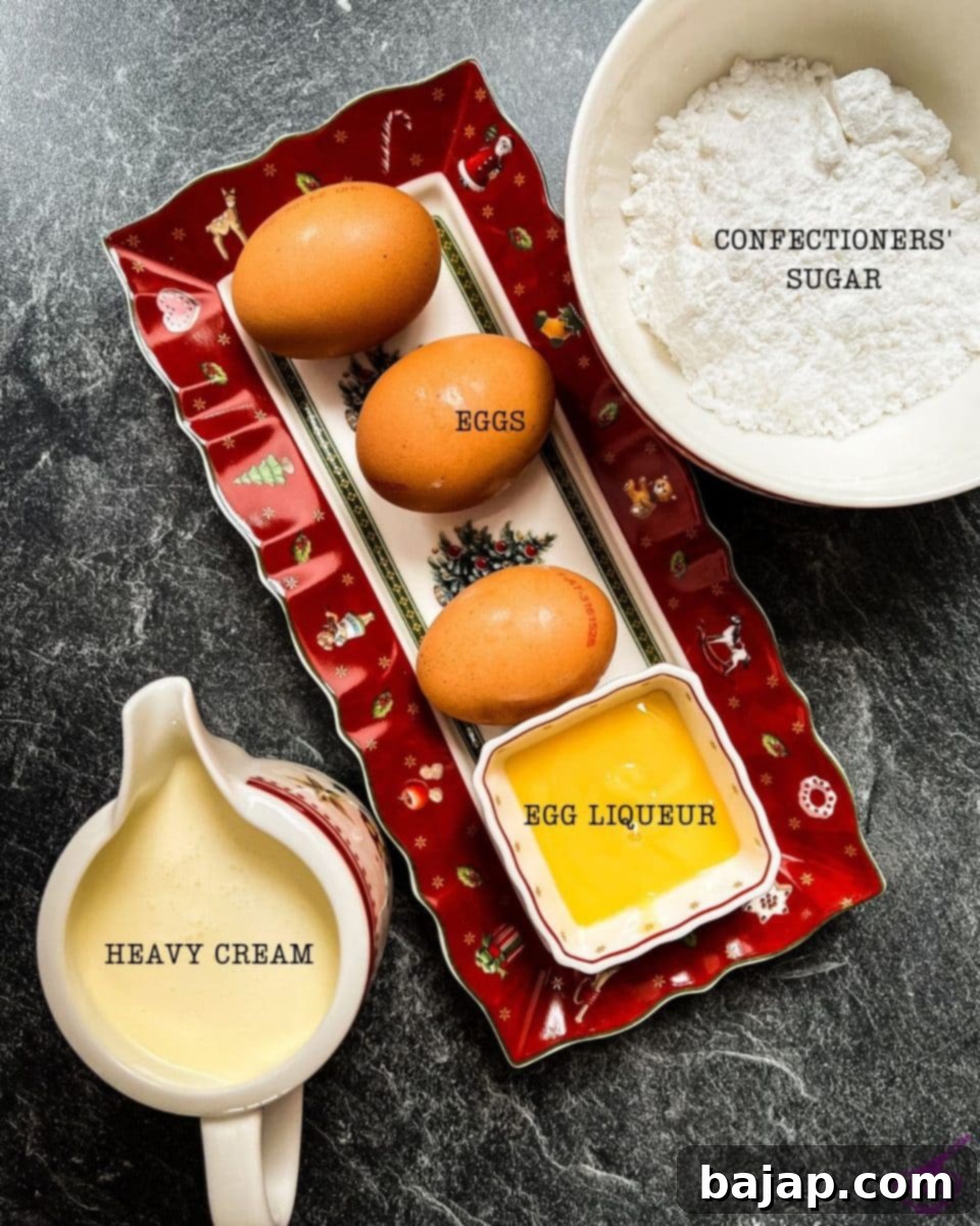 Delicious ingredients for the no churn egg liqueur parfait!