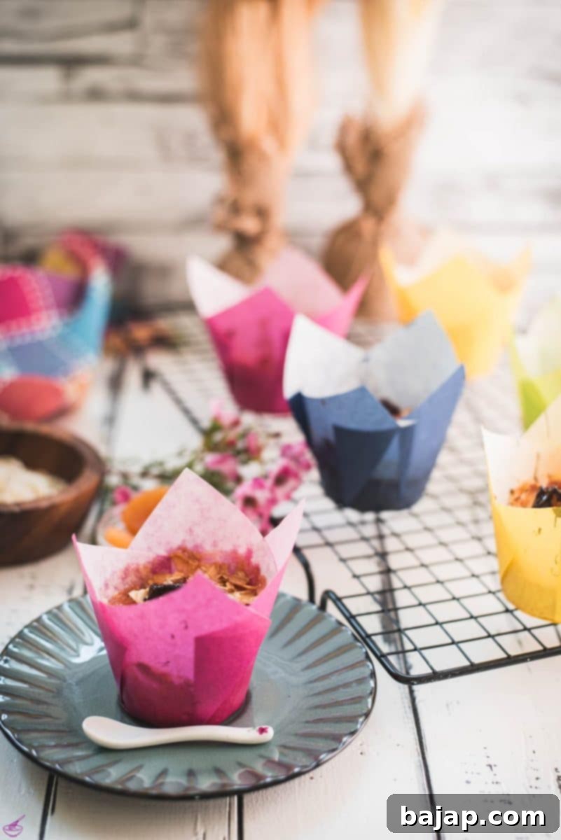 Easy Small Batch Dried Apricot Muffins 14 Delicious dried apricot breakfast muffins, with homemade caramel topping, sprinkled with melted chocolate after baking.