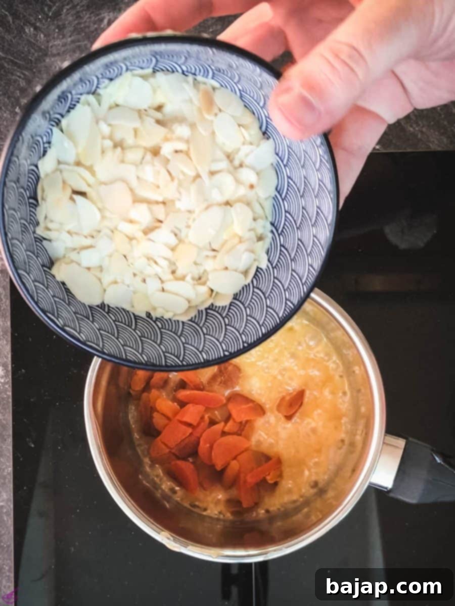Easy Small Batch Dried Apricot Muffins 7 Add the almond shavings.