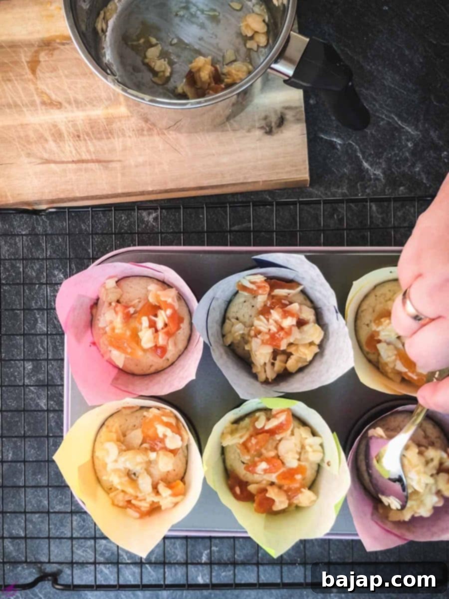 Easy Small Batch Dried Apricot Muffins 10 Top the pre baked muffins with your homemade caramel, apricot almond topping.