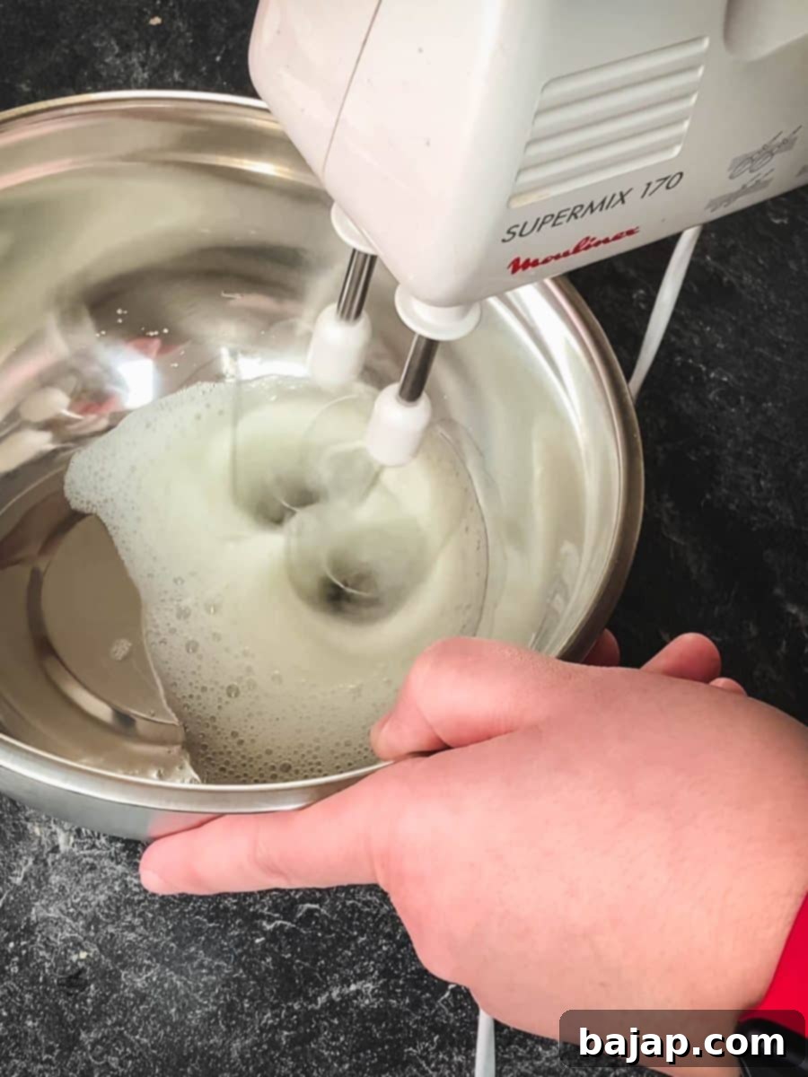 Whisk the egg whites.