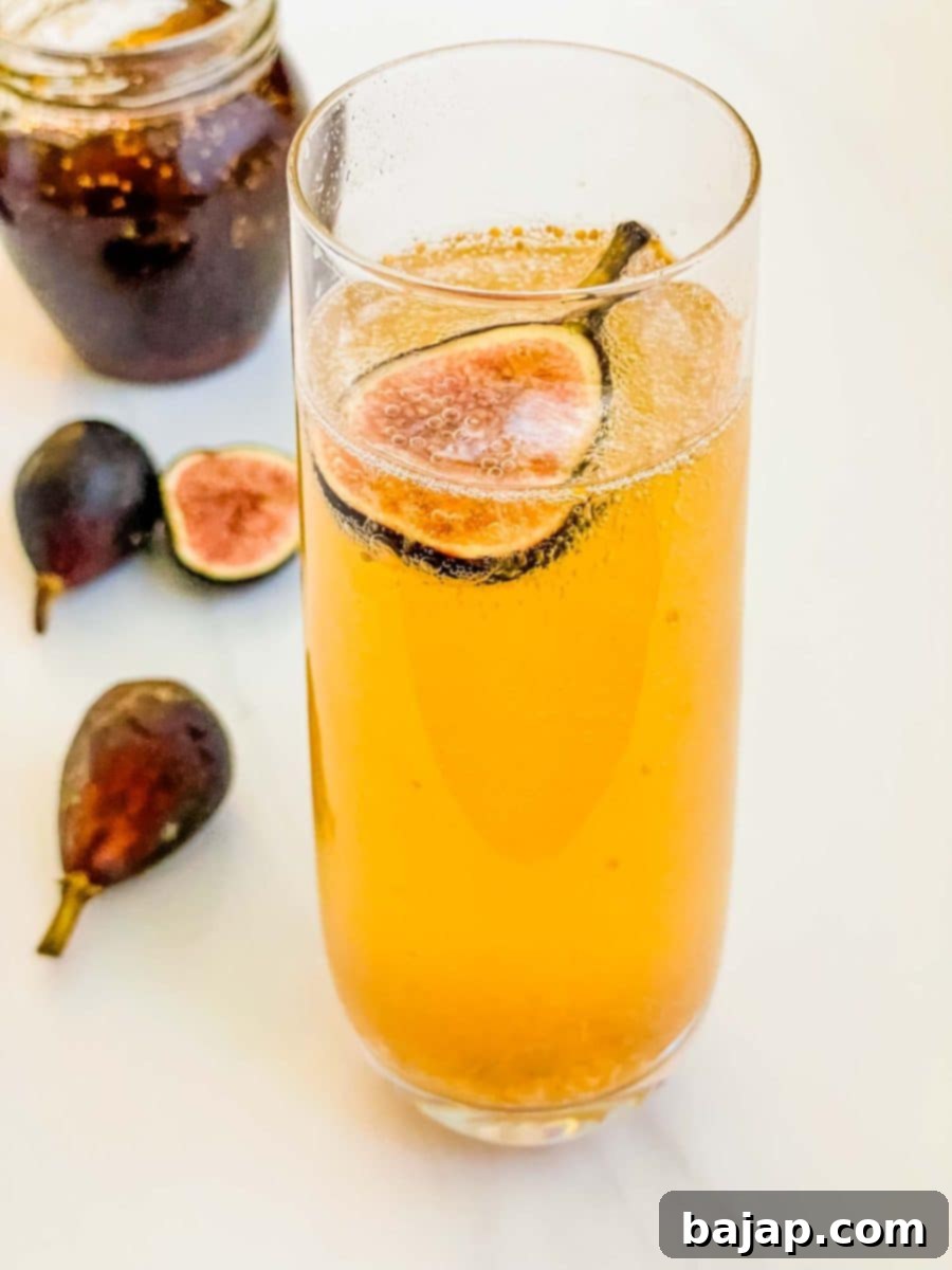 An easy 3-ingredient Fig Mimosa cocktail recipe, made with sparkling wine and Italian fruit, perfect for brunch and bridal showers.