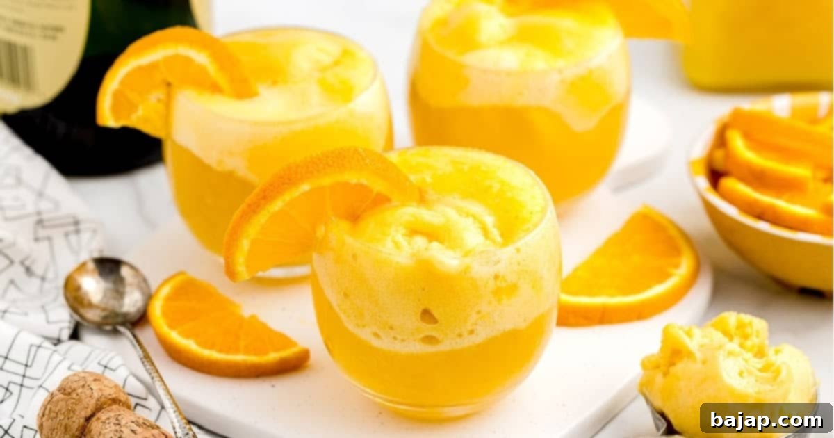 A deliciously refreshing Sorbet Mimosa Float, bursting with flavor and perfect for bridal showers, baby showers, or hot summer days.