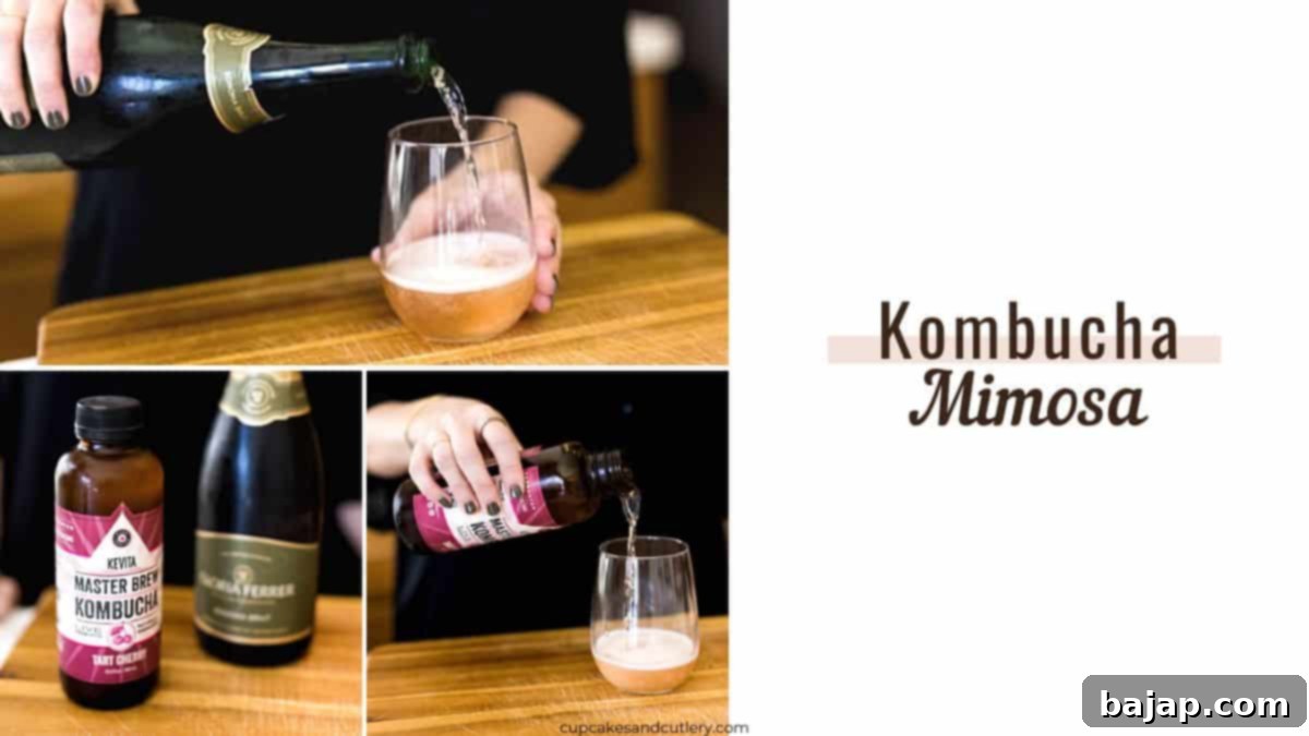 An easy and refreshing 2-ingredient Kombucha Mimosa, perfect for a lighter, bubbly, and delicious drink.