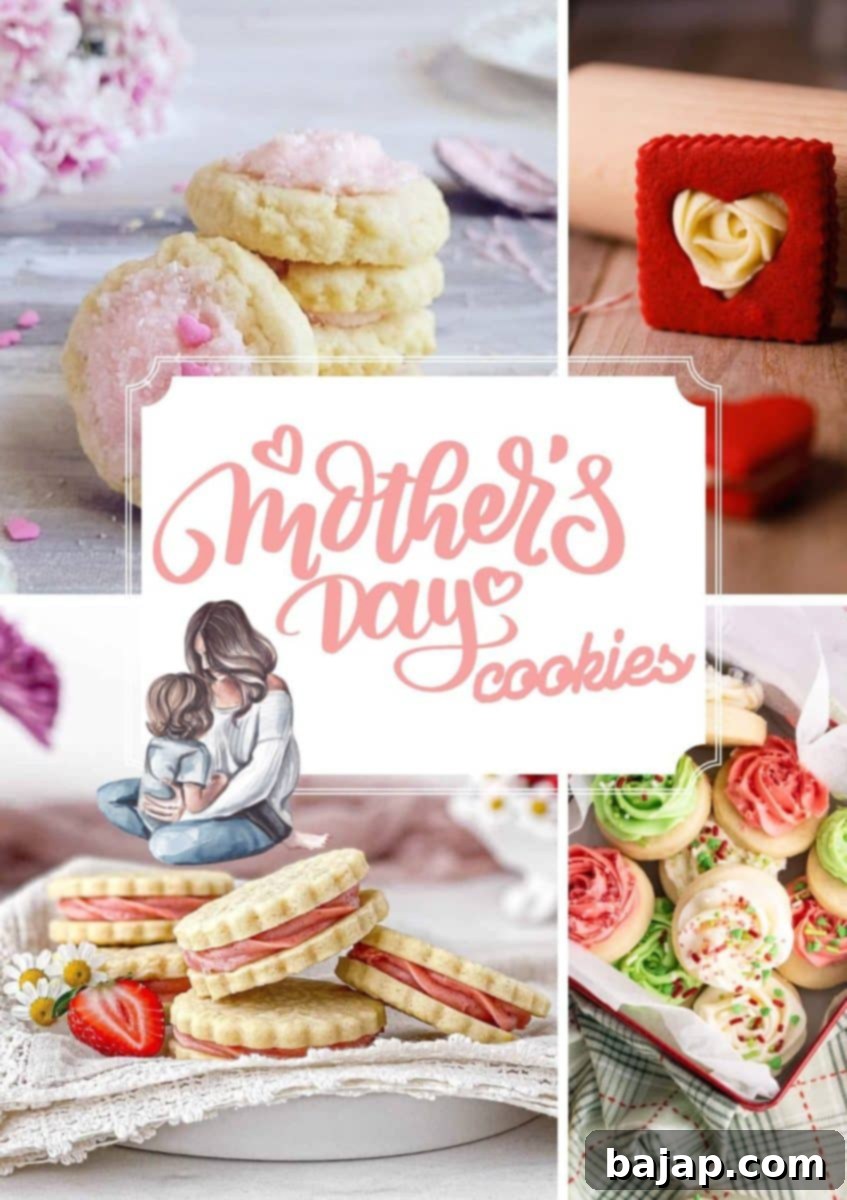A vibrant selection of Mother's Day cookies, featuring various flavors and decorations like flowers and hearts, perfect for a celebration.