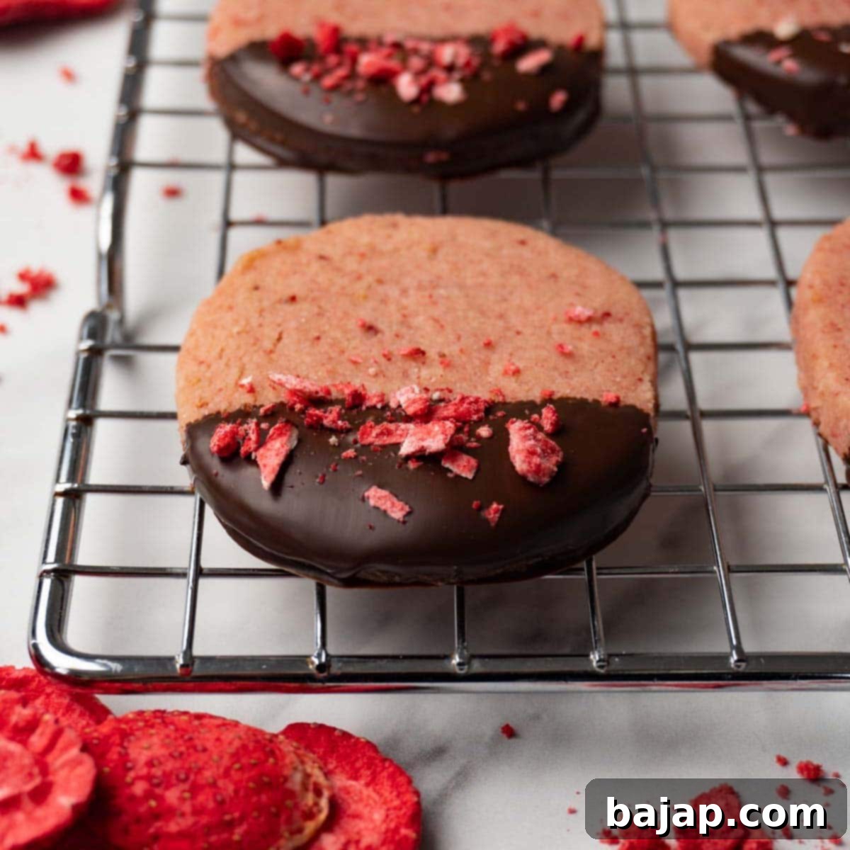Delicious Strawberry Shortbread Cookies, buttery with a tender texture and fantastic strawberry flavor.