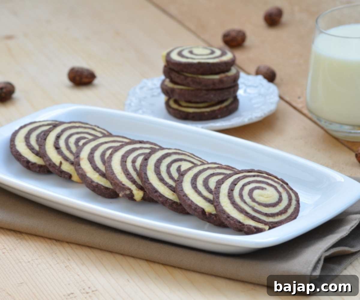 Homemade Chocolate Swirl Cookies, a family favorite for their delicious taste and fun appearance.