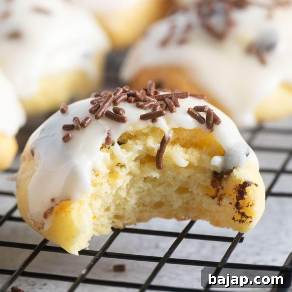 Irresistible Ricotta Chocolate Chip Cookies topped with tangy icing, easy to make without a mixer.