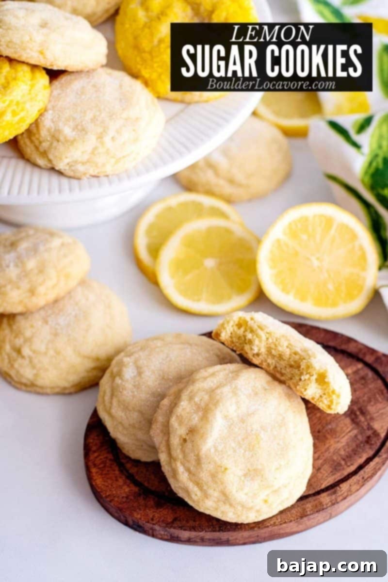 Soft, slightly chewy Lemon Sugar Cookies, a bright and sunny favorite for lemon lovers.