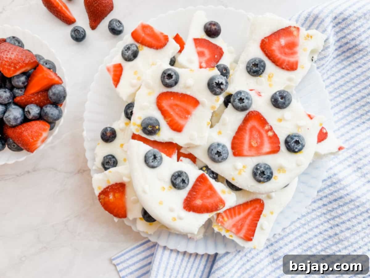 Fourth of July no-bake desserts roundup: Frozen Yogurt Bark with Berries