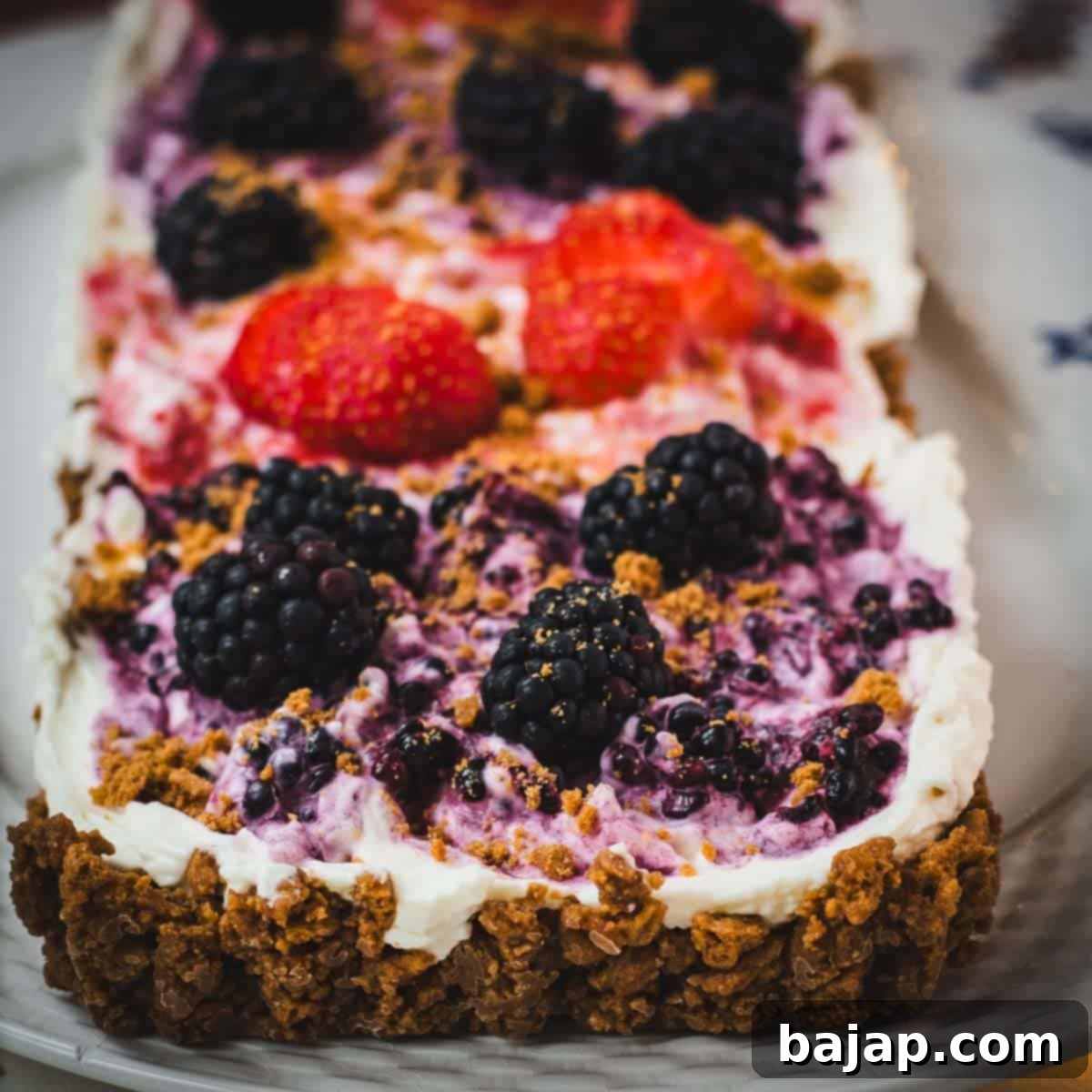 No-bake 4th of July Tart with Strawberries and Blackberries, festive and colorful