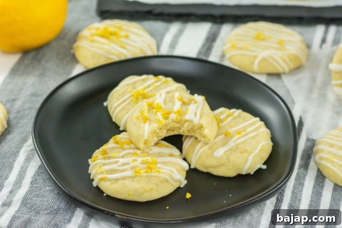 Delicate lemon meltaway cookies dusted with powdered sugar.