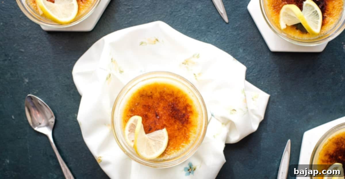 Luxurious Lemon Crème Brûlée with a perfectly torched sugar crust.