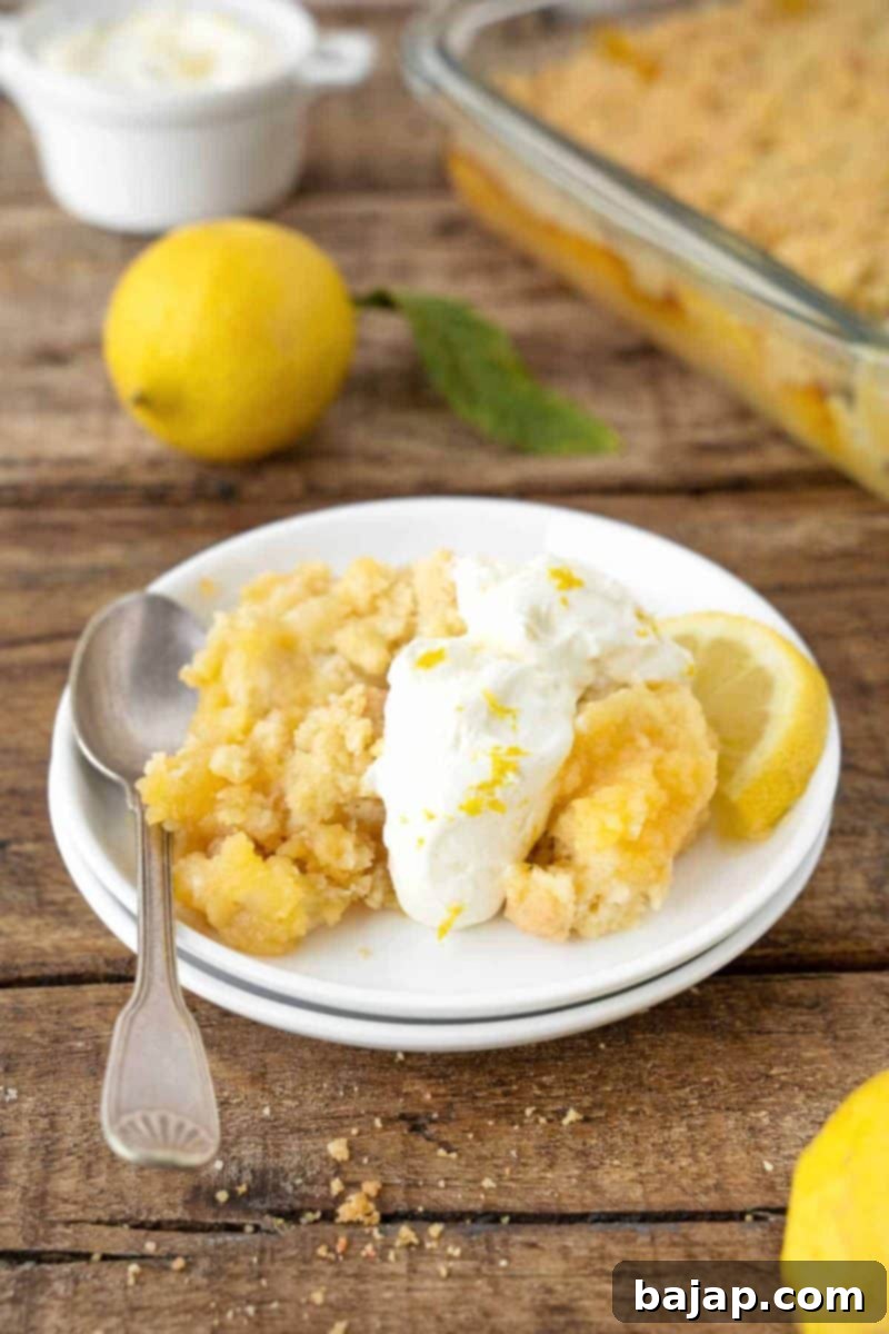 Easy Lemon Dump Cake, a simple yet delicious dessert.