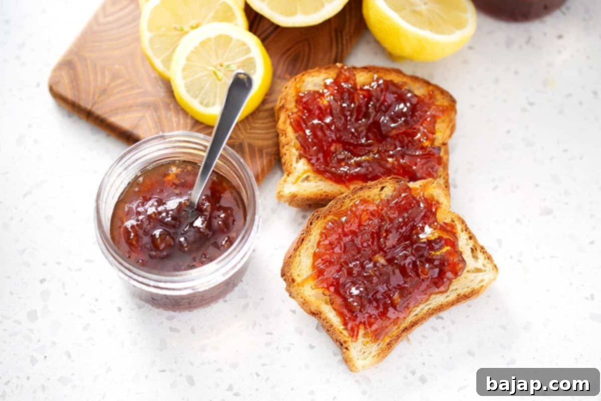 Homemade lemon honey marmalade in a glass jar.