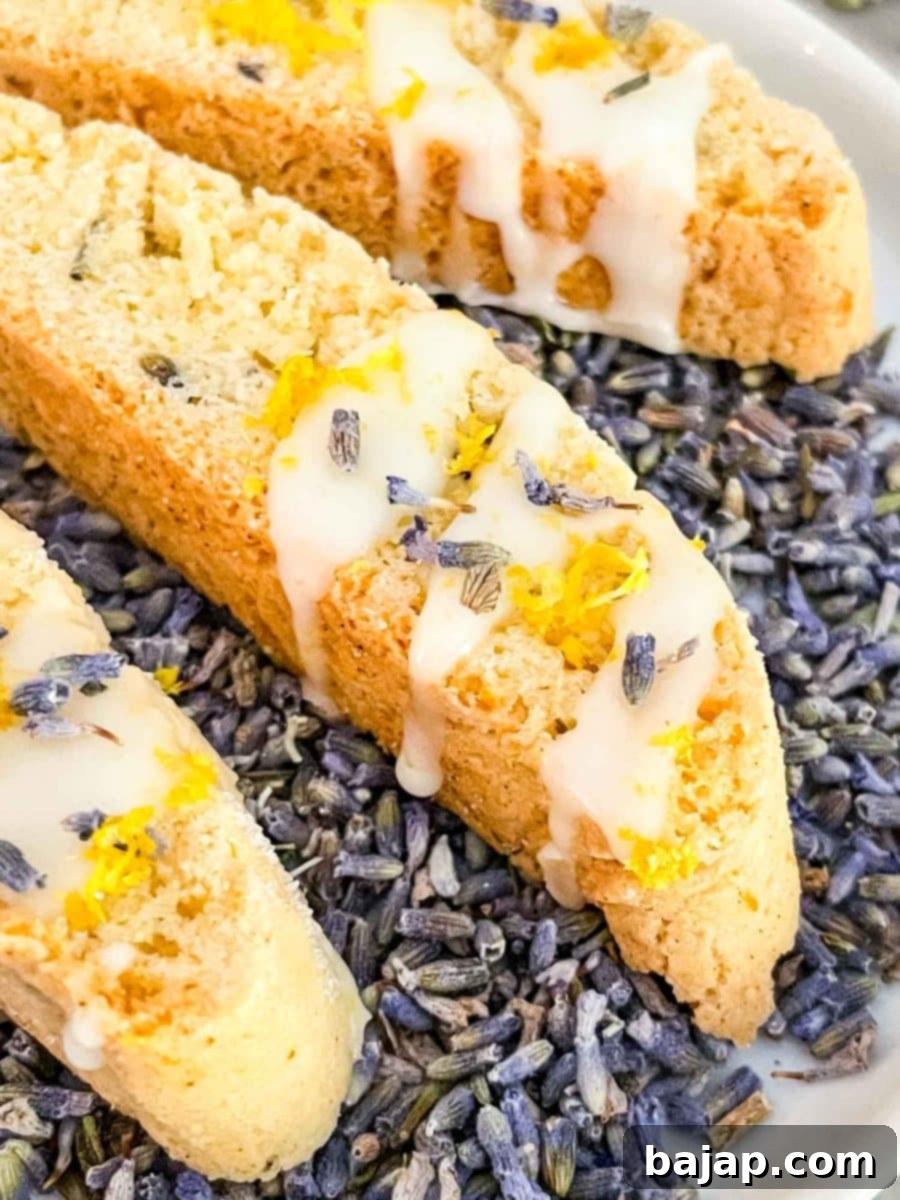 Crisp Lavender Lemon Biscotti, perfect for dipping.