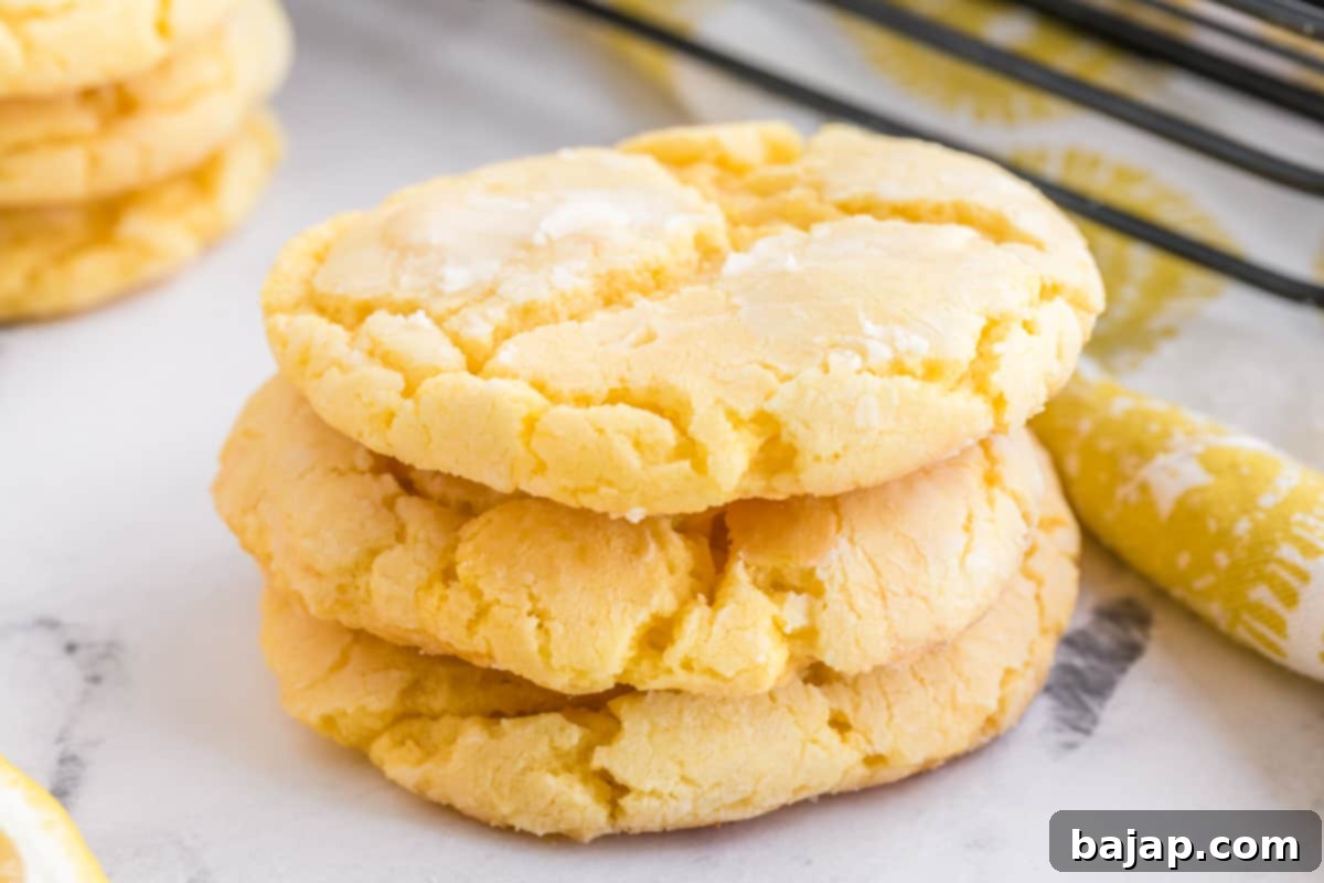 Simple 3-ingredient lemon cake mix cookies on a white plate.