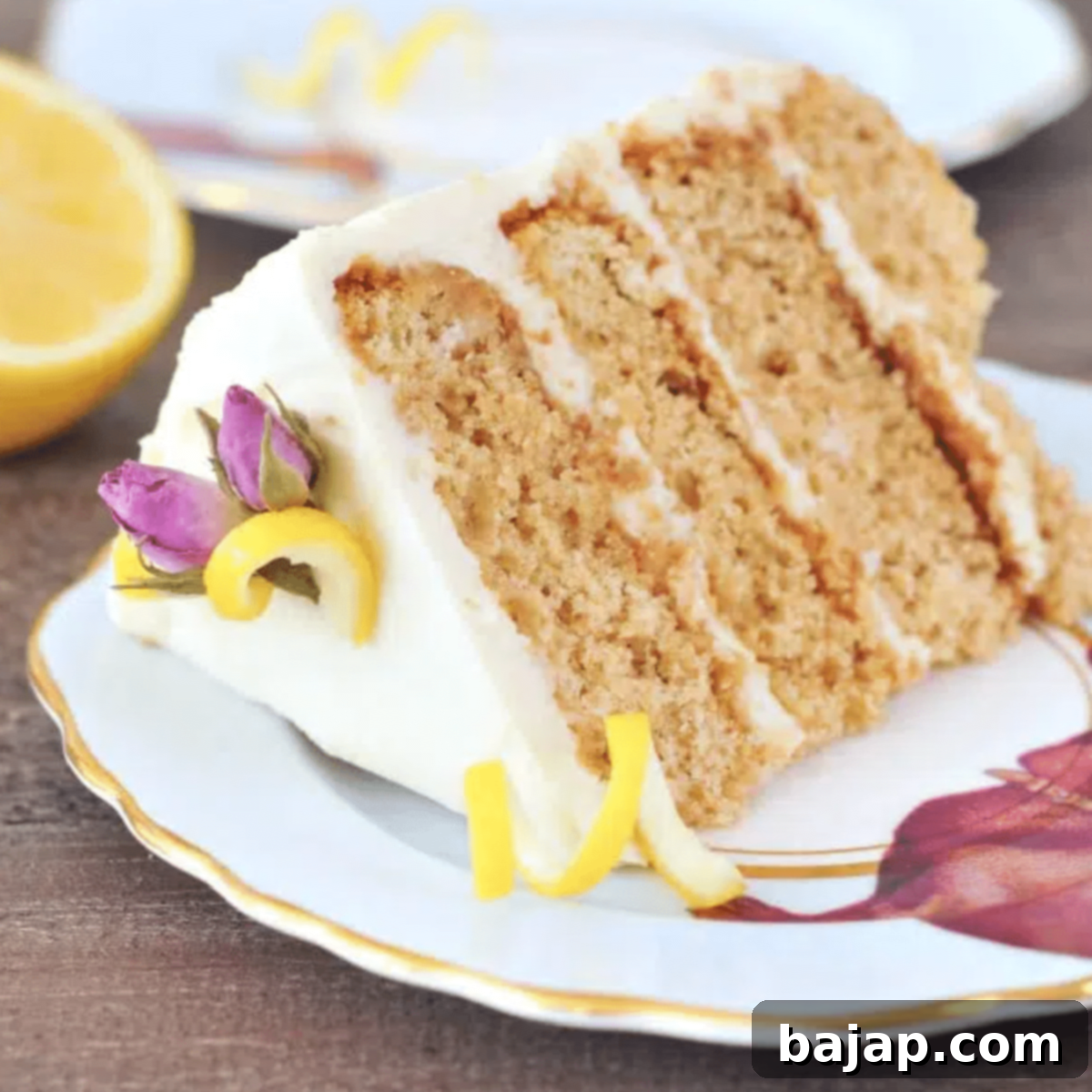 A beautifully decorated lemon elderflower layer cake.