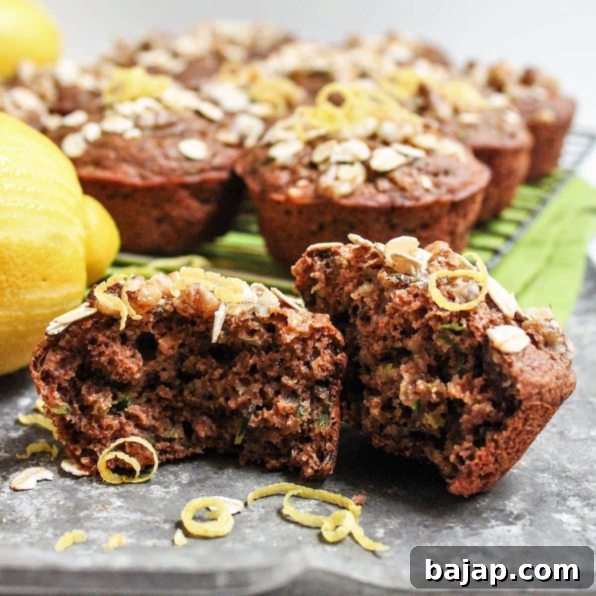 Delicious Vegan Zucchini Muffins infused with vibrant lemon flavor.